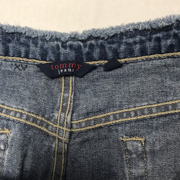 NWT Tommy Hilfiger 9 JRS Denim Mini Skirt Frayed Waist Straight Blue Jean 14.5L - Picture 4 of 8
